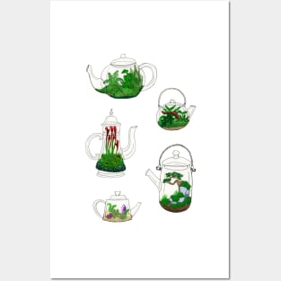 Teapot Terrariums in Gouache and Pen Posters and Art